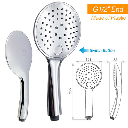 2in1 Large Round 12" Shower Head 3 Mode Handheld Gooseneck Arm Diverter Set Drill Free - Image 6