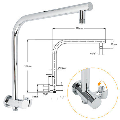 WELS 2in1 Round 12" Shower Head 3 Mode Handheld Drill Free Gooseneck Arm Diverter Set + Mixer - Image 3