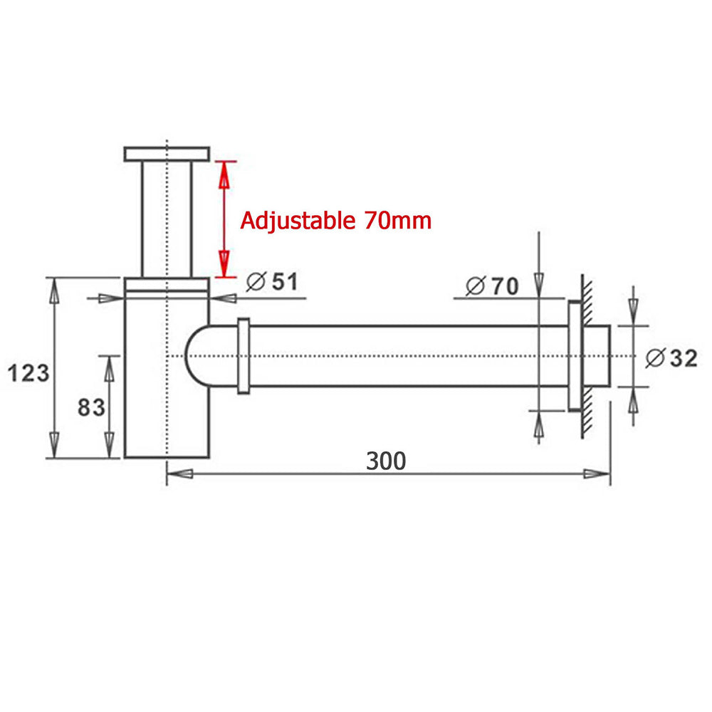 Watermark Adjustable 32mm Wall Bottle Trap Basin Sink Vanity Waste Drain Brass - Image 5