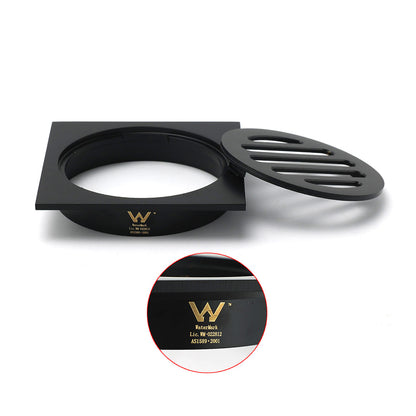 Matt Black Stainless Steel 85x85mm Small Square Shower Grate Floor Drain 72mm Outlet - Image 3
