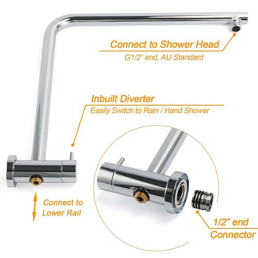 WELS Dual Shower Set Large Round 12" Rainfall Head 3 Modes Handheld Silde Rail Twin Taps - Image 4