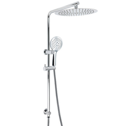WELS Double Round Shower Head Handheld Sliding Rail Arm Chrome 12" Rainfall Set