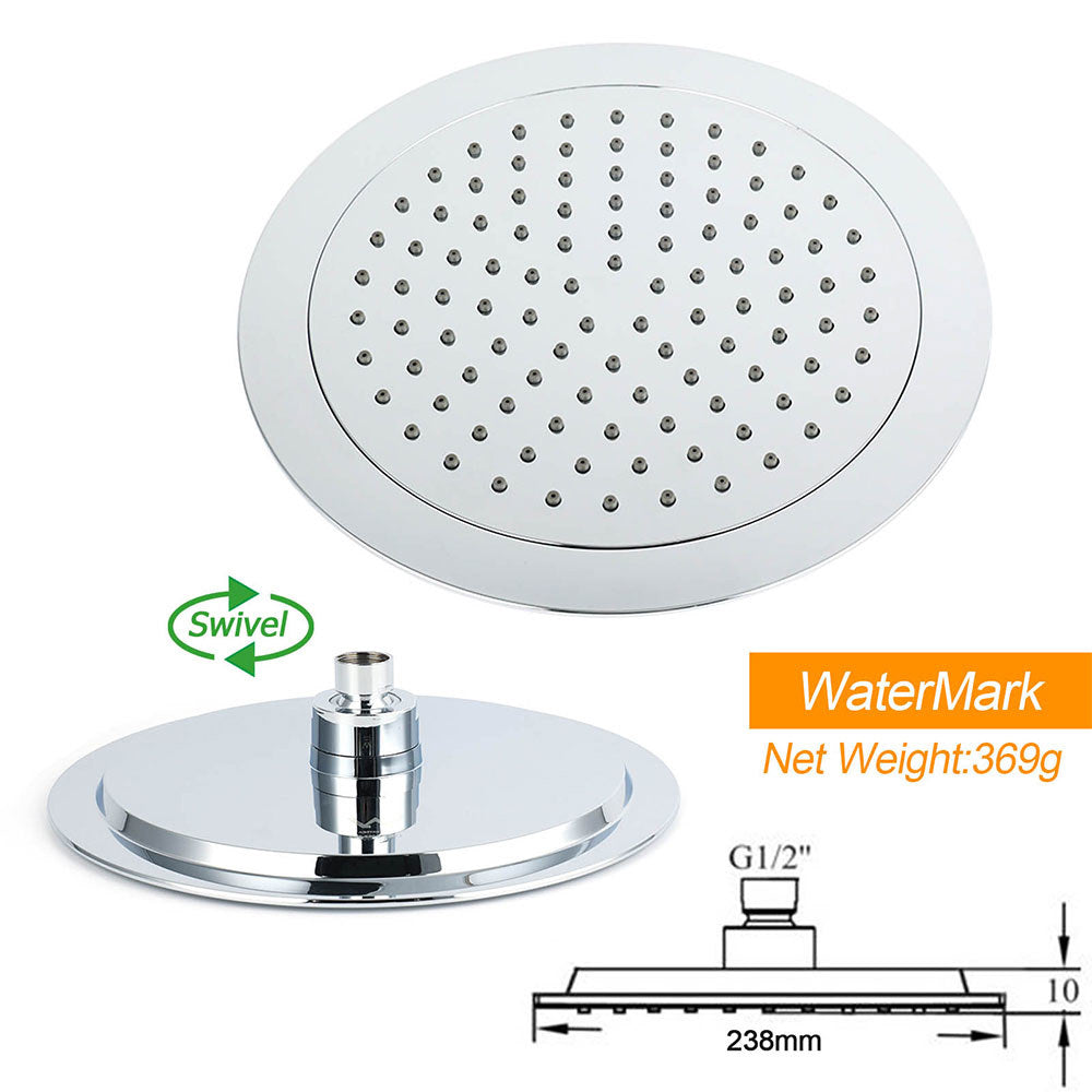 Chrome 9" Plastic Rain Shower Head 3 Modes Handheld Rose Slide Rail Diverter Mixer Set - Image 5