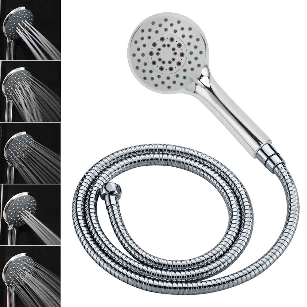 WELS Chrome Dual 8" Slim Rain Shower 5 Modes Rose Mixer Valve Sliding Rail Set + Taps - Image 8