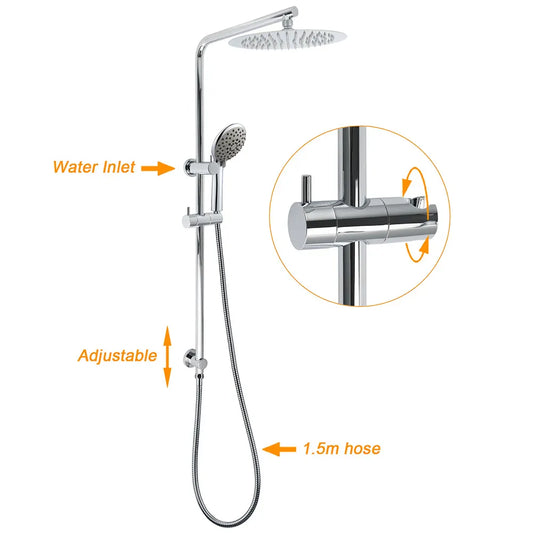 WELS Chrome Dual 10" Slim Rain Shower 5 Modes Handset Mixer Valve Sliding Rail + Single Mixer - Image 2