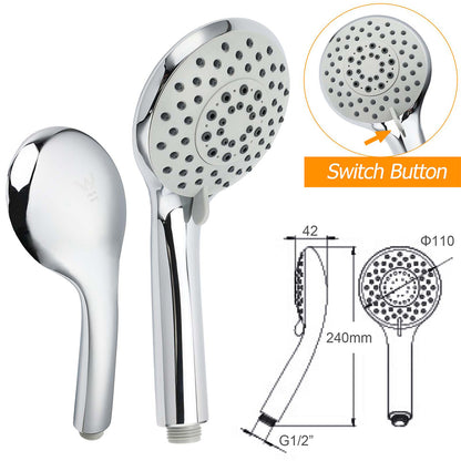 Chrome Dual Shower 12" Slim Rain Head 5 Modes Handheld Sliding Rail Inbuilt Diverter - Image 8