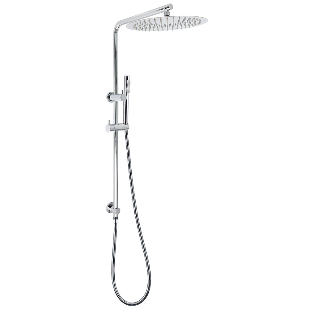 12" Rainfall + Brass Handheld Twin Shower Heads Rail Diverter Arm Round Set