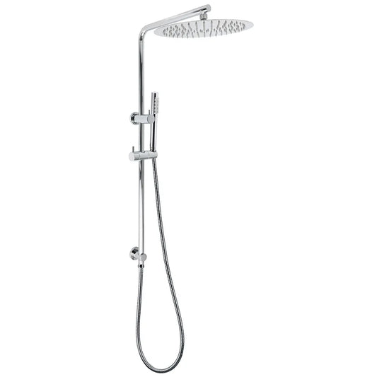 12" Rainfall + Brass Handheld Twin Shower Heads Rail Diverter Arm Round Set