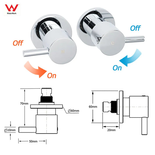 WELS 12" Rainfall + Brass Handheld Twin Shower Heads Rail Diverter Arm Round Taps Set - Image 8