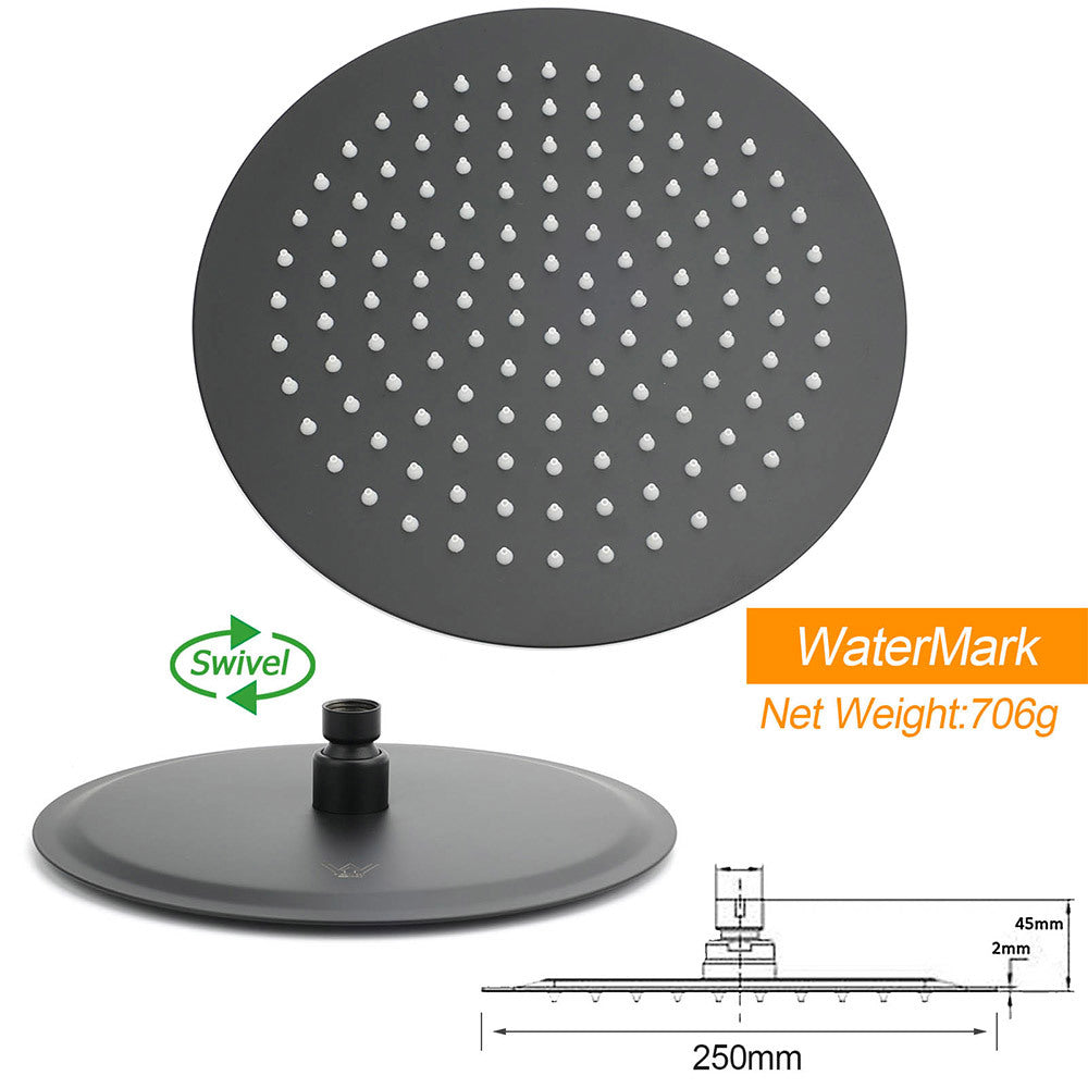 WELS Matt Black 10" Shower Rain Head Handheld Silde Wall Arm Rail Dual Set Mixer - Image 5