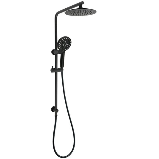 Matt Black 2in1 Round 9" Rainfall Shower Head & 3 Modes Handheld Silde Rail Set