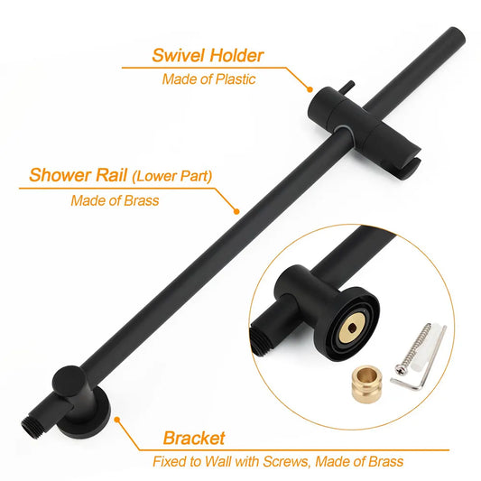 WELS Matt Black 2in1 Round 9" Rainfall Shower Head & 3 Modes Handheld Silde Rail Mixer Set - Image 5