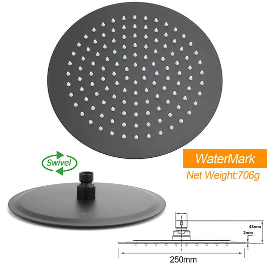 Matt Black Twin Shower Head 3 Modes Handheld 2in1 Wall Rail Arm Round 10 Inch - Image 6