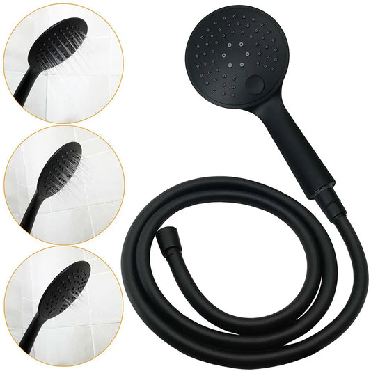 Matt Black Twin 10" Shower Head 3 Modes Handheld 2in1 Wall Rail Arm Round Taps - Image 7