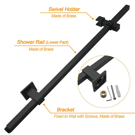 WELS Matt Black 8" Rainfall Shower Head 3 Modes Handheld Wall Rail Arm 2in1 Taps Set - Image 5
