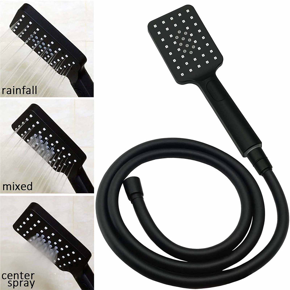 WELS Matt Black 8" Rainfall Shower Head 3 Modes Handheld Wall Rail Arm 2in1 Mixer Set - Image 7