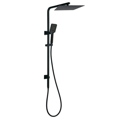 Dual Shower Square Large 12" Rainfall Head 3 Modes Handheld Wall Rail Matt Black