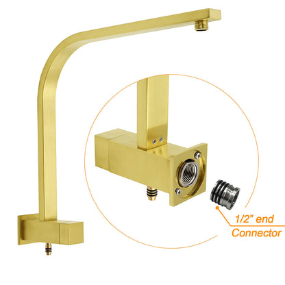 WELS Brushed Gold Square Shower 12" Large Rain Head Handheld Silde Rail Arm 2in1 Set - Image 3
