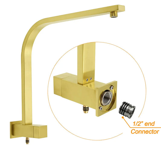 WELS Brushed Gold Square Shower 12" Large Rain Head 3 Modes Handheld Silde Rail Arm 2in1 Taps Set - Image 4