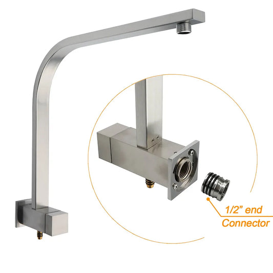 Brushed Nickel Square 2in1 Shower Set Large 12" Rain Head 3 Modes Handheld Silding Rail Arm - Image 4