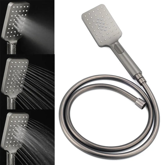 Gun Metal Double Square Shower Head Set 10" Rain Handheld Sliding Rail Diverter - Image 7