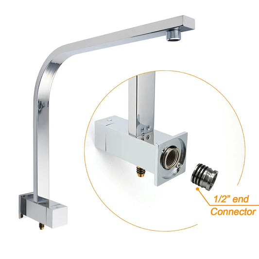 Chrome Twin Square Shower Set 8" Rain Shower Head 3 Function Handheld Rail Arm Mixer - Image 4