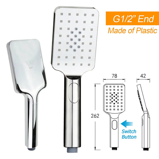 Chrome Dual Square Shower Set 12" Rain Shower Head 3 Function Handheld Rail Arm - Image 8