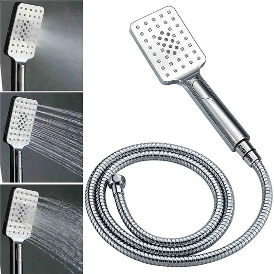 Chrome Twin Square Shower Set 12" Rain Shower Head 3 Function Handheld Rail Arm Taps - Image 7