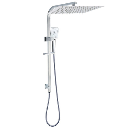 WELS Dual Square Shower Set Large 16" Rain Shower Head 3 Function Handheld Rail Arm