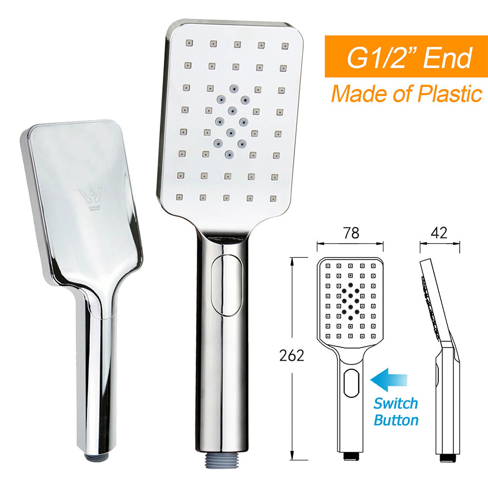 WELS 2IN1 Square Shower Head Set 10" Rain Handheld Sliding Rail Arm Inbuilt Diverter - Image 8