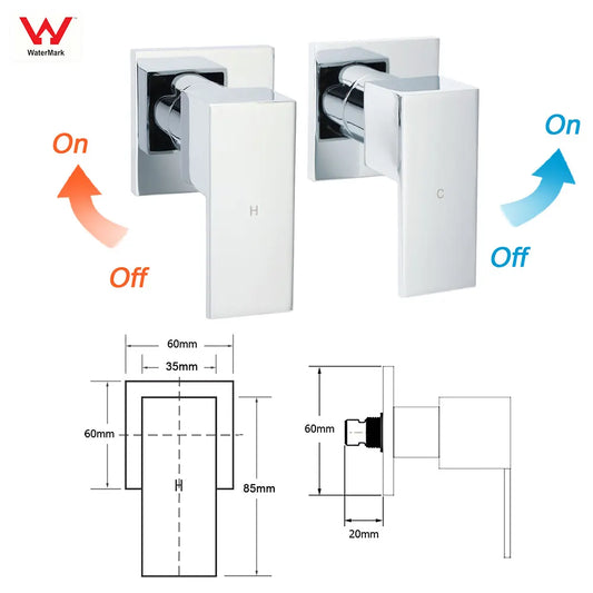 WELS 2 in 1 Square Shower Head Set 10" Rain Handheld Sliding Rail Arm Wall Double Taps - Image 8