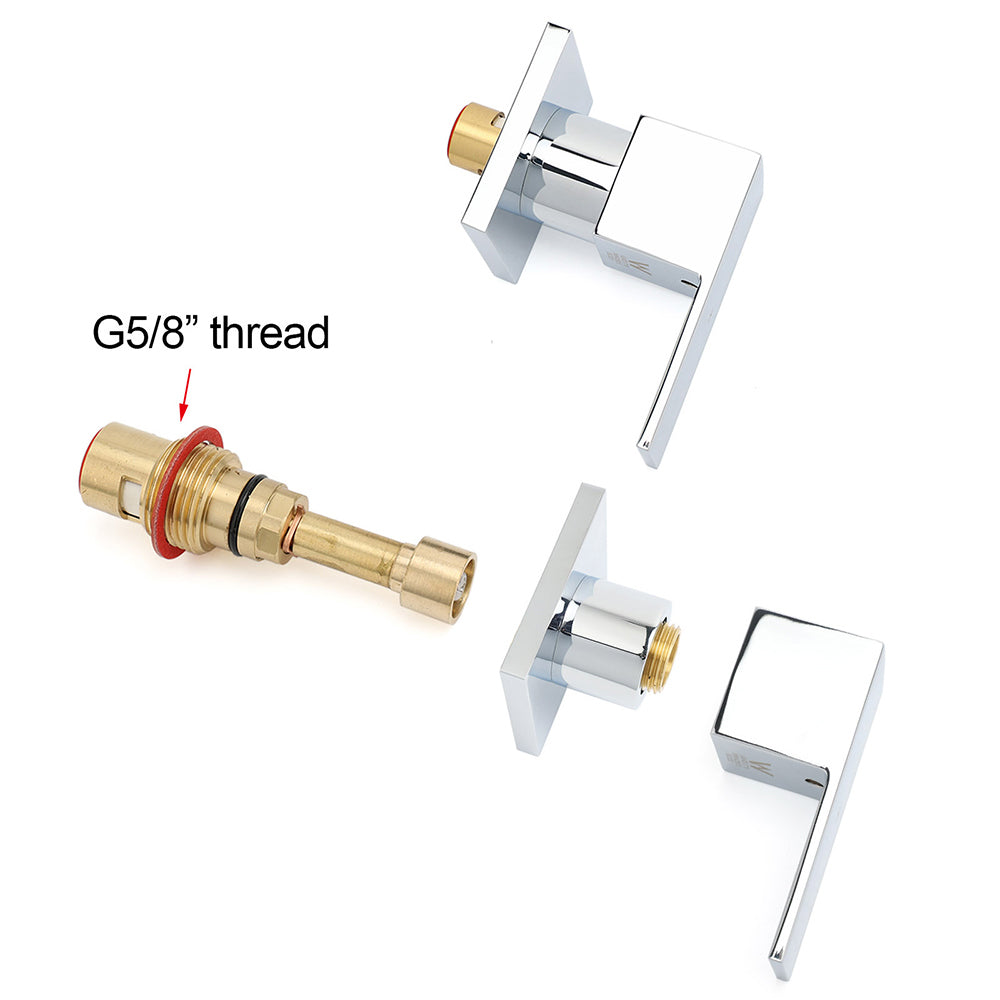 Watermark Chrome Square 1/4 Turn Wall Twin Taps Brass For Shower Head Vanity Basin Spout - Image 3