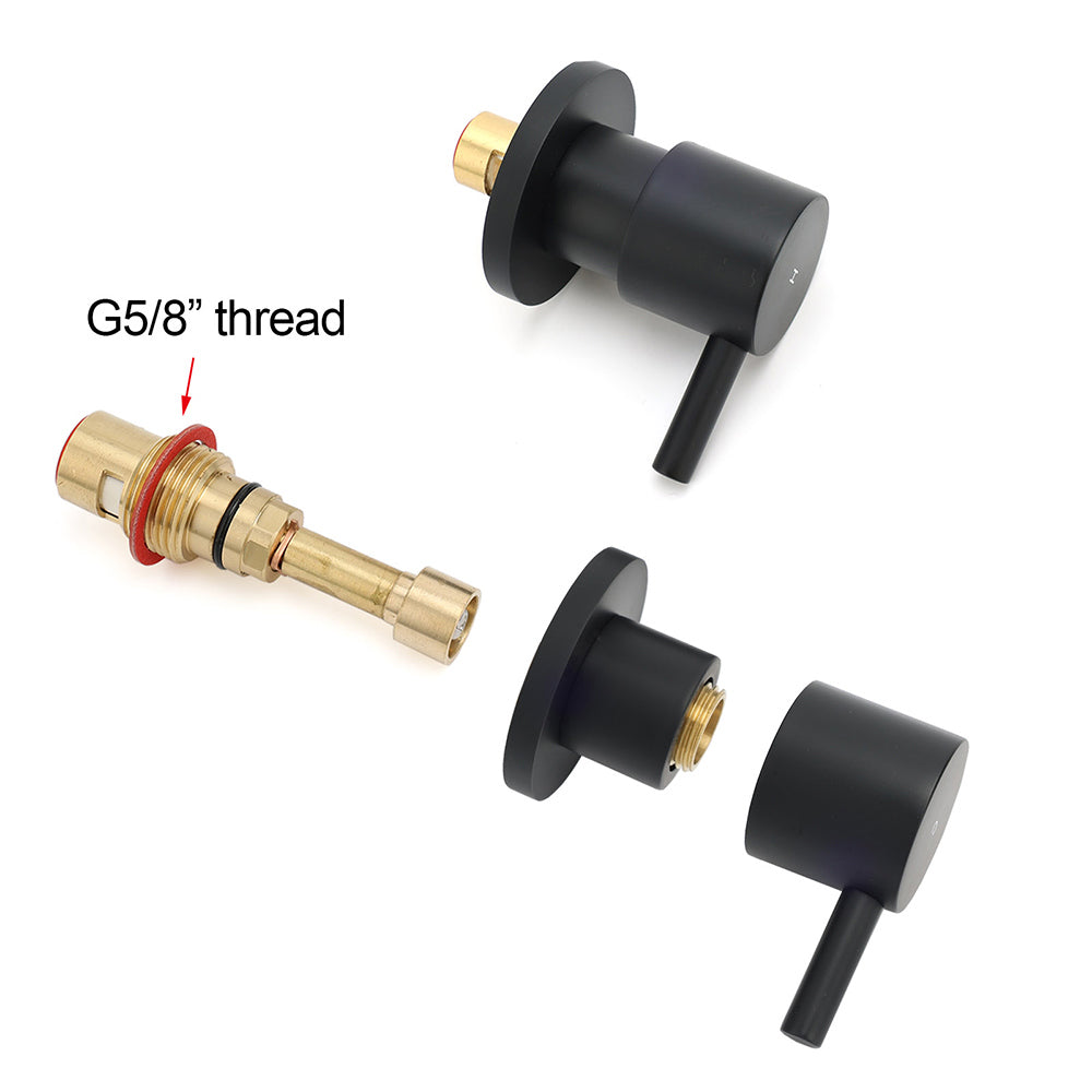 Watermark Black 1/4 Turn Twin Shower Taps Hot Cold Round Set Bath Vanity Mixer - Image 3