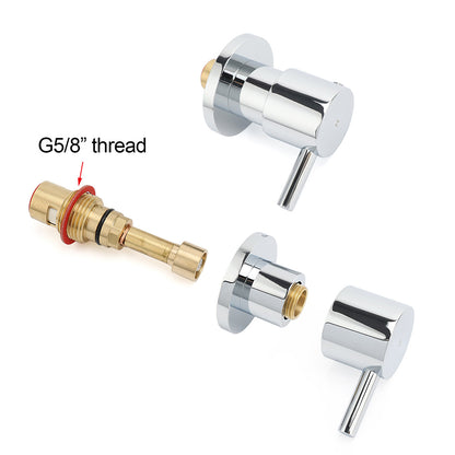 Chrome Brass 1/4 Turn Round Hot Cold Tap Pair Wall Set For Bathroom Shower Vanity Spout - Image 4