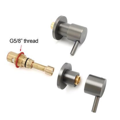 Gun Metal Grey Brass 1/4 Turn Round Hot Cold Tap Wall Set For Shower Vanity Spout - Image 4