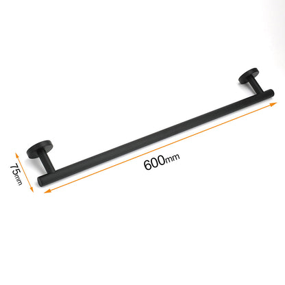 Matt Black 600mm Long Single Towel Rack Rail Holder Stainless Steel Hanger Bar - Image 2