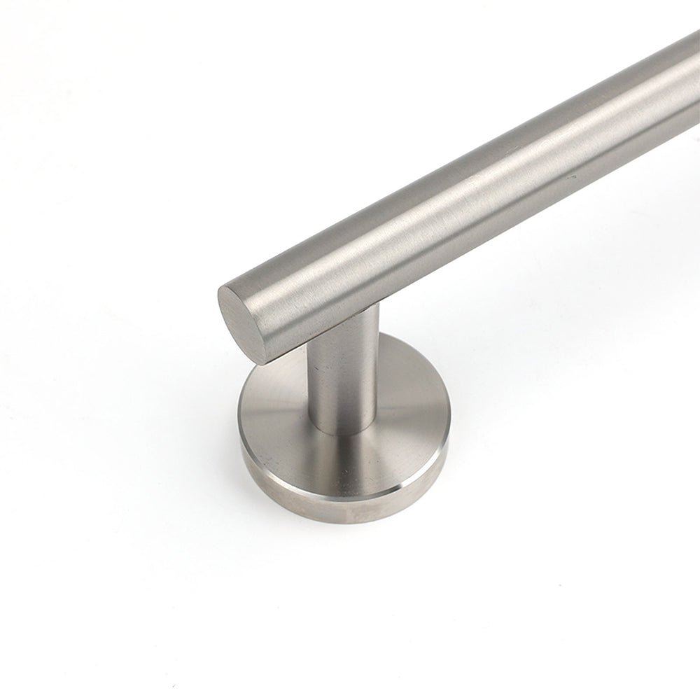 Brushed Nickel 600mm Single Towel Rack Rail Holder Round Hanger Bar Wall Mounted - Image 2