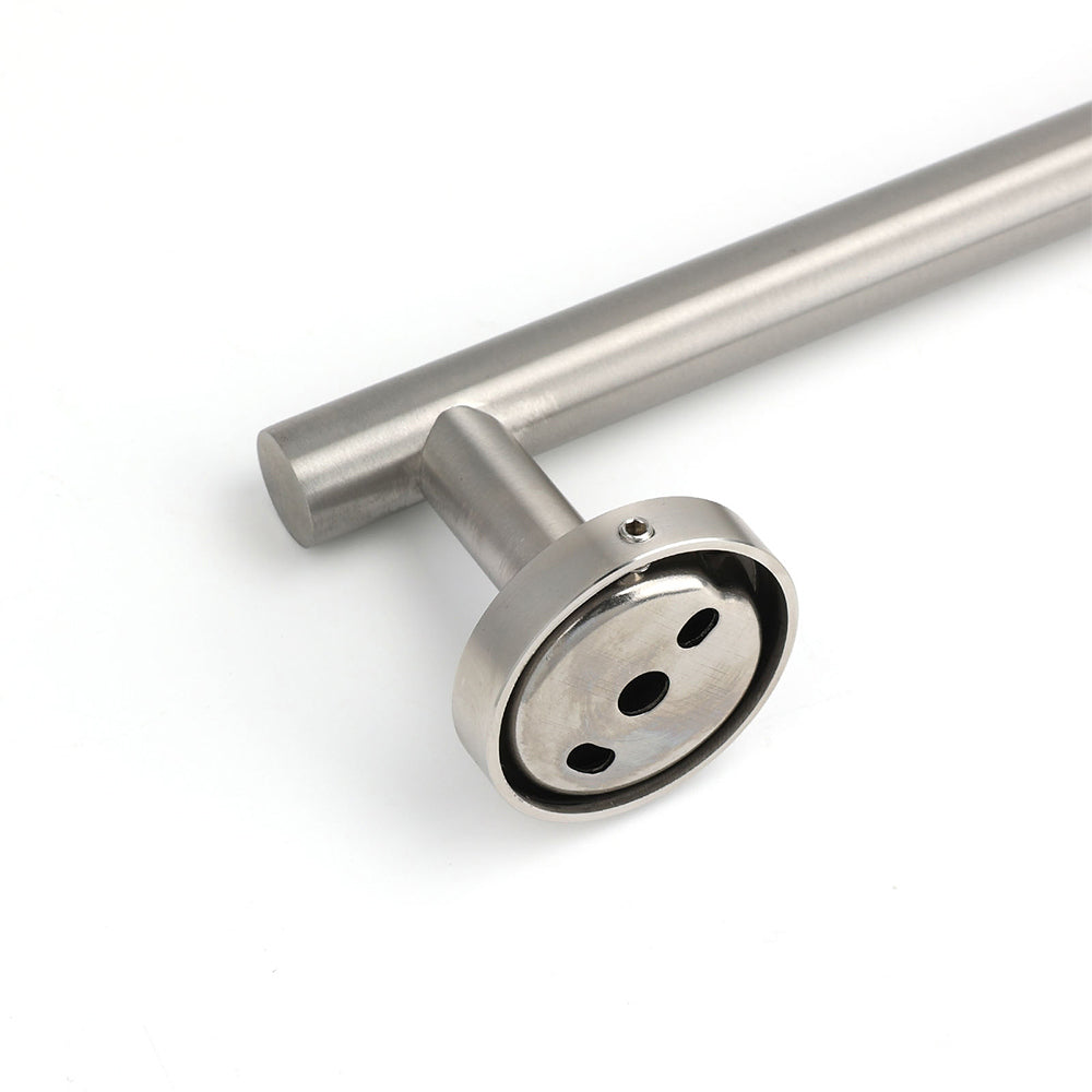 Brushed Nickel 600mm Single Towel Rack Rail Holder Round Hanger Bar Wall Mounted - Image 3