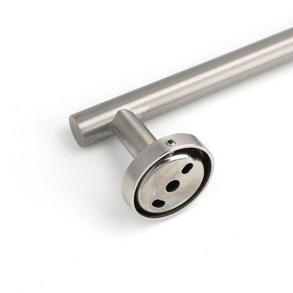 Brushed Nickel 600mm Single Towel Rack Rail Holder Round Hanger Bar Wall Mounted - Image 3