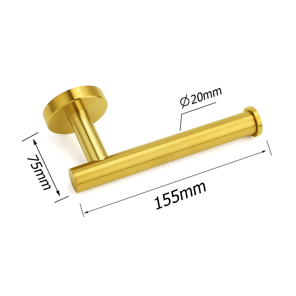 Brushed Gold Round Stainless Steel Toilet Paper Roll Tissue Holder Wall Mounted - Image 2