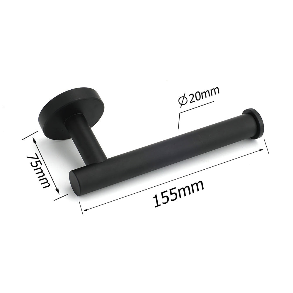 Matt Black Round Stainless Steel Toilet Paper Roll Tissue Holder Bathroom Wall - Image 2