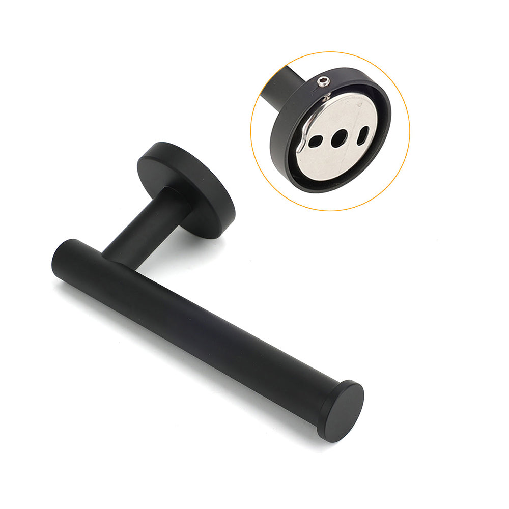 Matt Black Round Stainless Steel Toilet Paper Roll Tissue Holder Bathroom Wall - Image 3