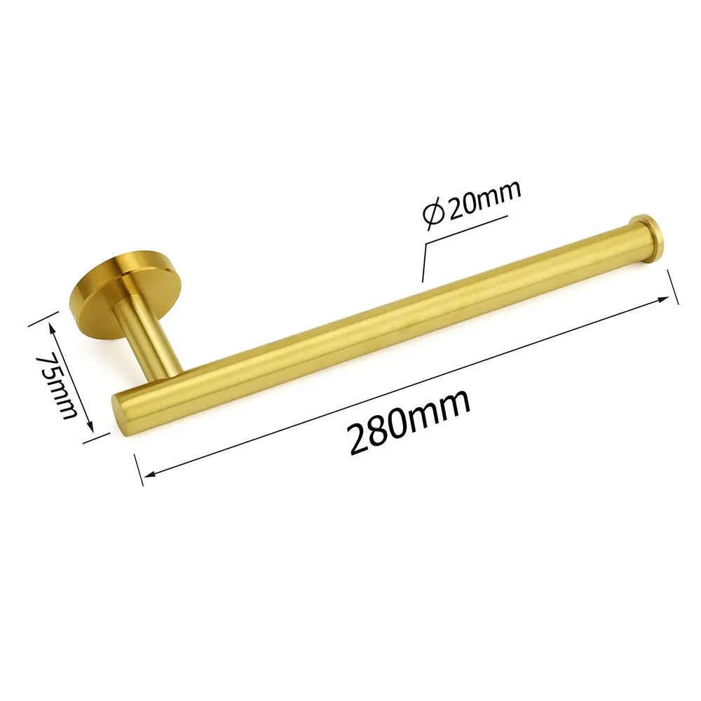 Bathroom Brushed Gold Round Towel Rack Holder Hook Clothes Hanger Wall Mounted - Image 2