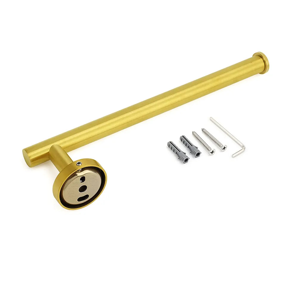 Bathroom Brushed Gold Round Towel Rack Holder Hook Clothes Hanger Wall Mounted - Image 4