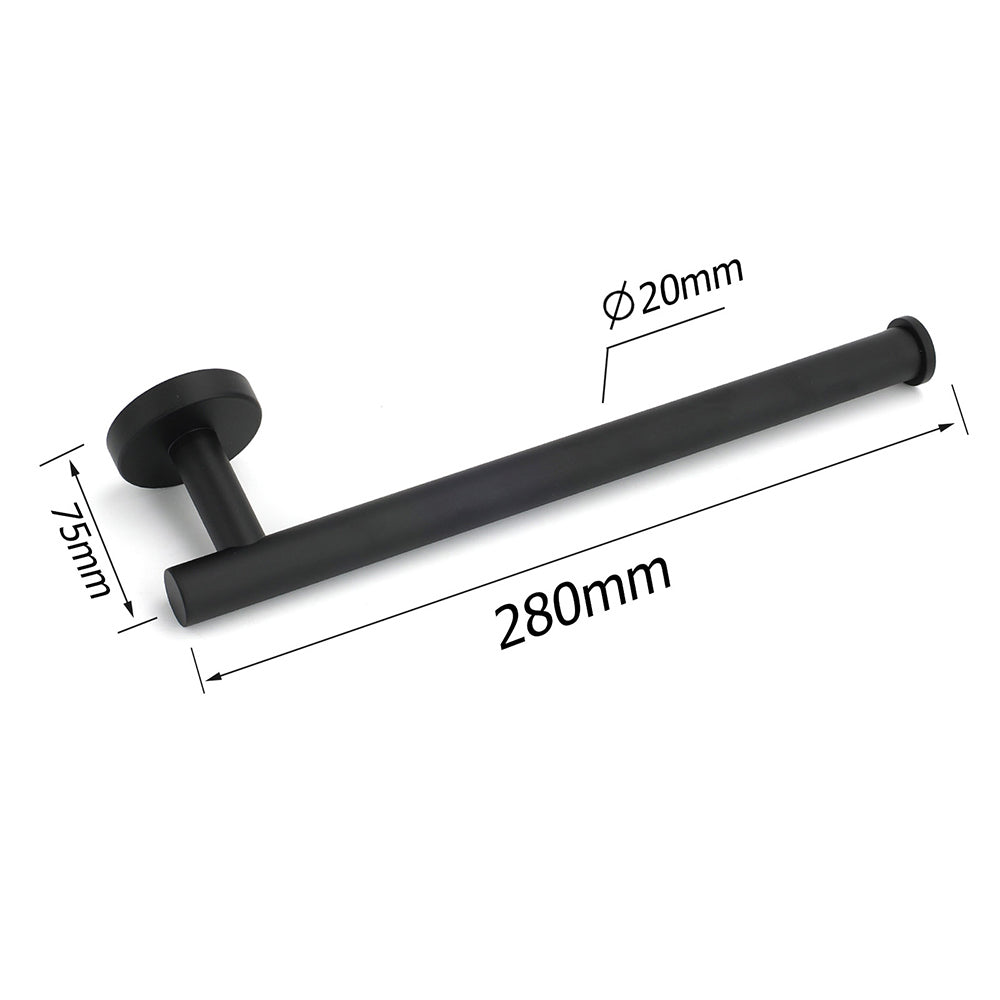 Bathroom Matt Black Round Towel Rack Holder Hook Clothes Hanger Stainless Steel - Image 2