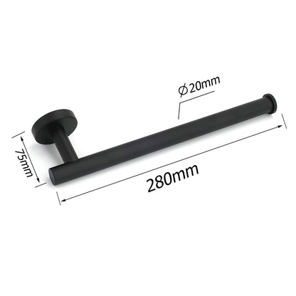 Bathroom Matt Black Round Towel Rack Holder Hook Clothes Hanger Stainless Steel - Image 2