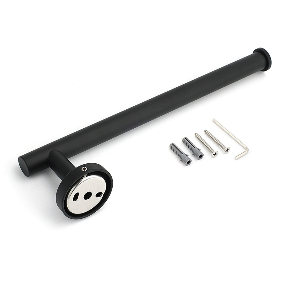 Bathroom Matt Black Round Towel Rack Holder Hook Clothes Hanger Stainless Steel - Image 4