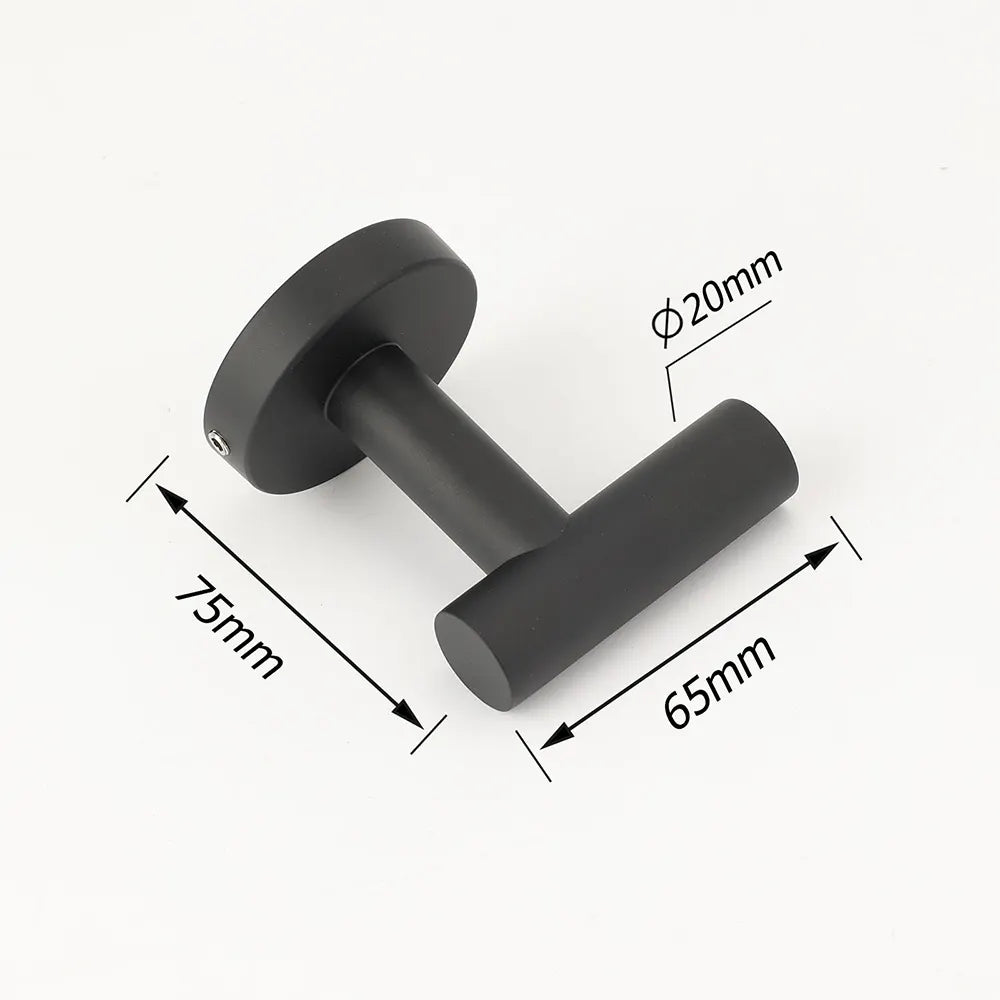 Matt Black Robe Hook Hanger Organizer Bathroom Wall Mounted Kit Stainless Steel - Image 2