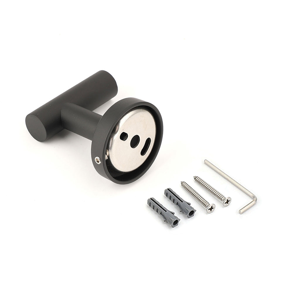 Matt Black Robe Hook Hanger Organizer Bathroom Wall Mounted Kit Stainless Steel - Image 3