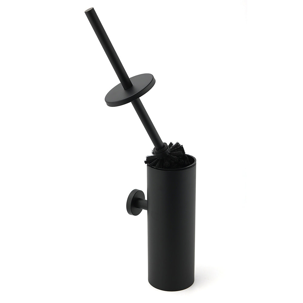 Matt Black Stainless Steel Round Toilet Brush Wall Holder Cup Bathroom Accessary - Image 3